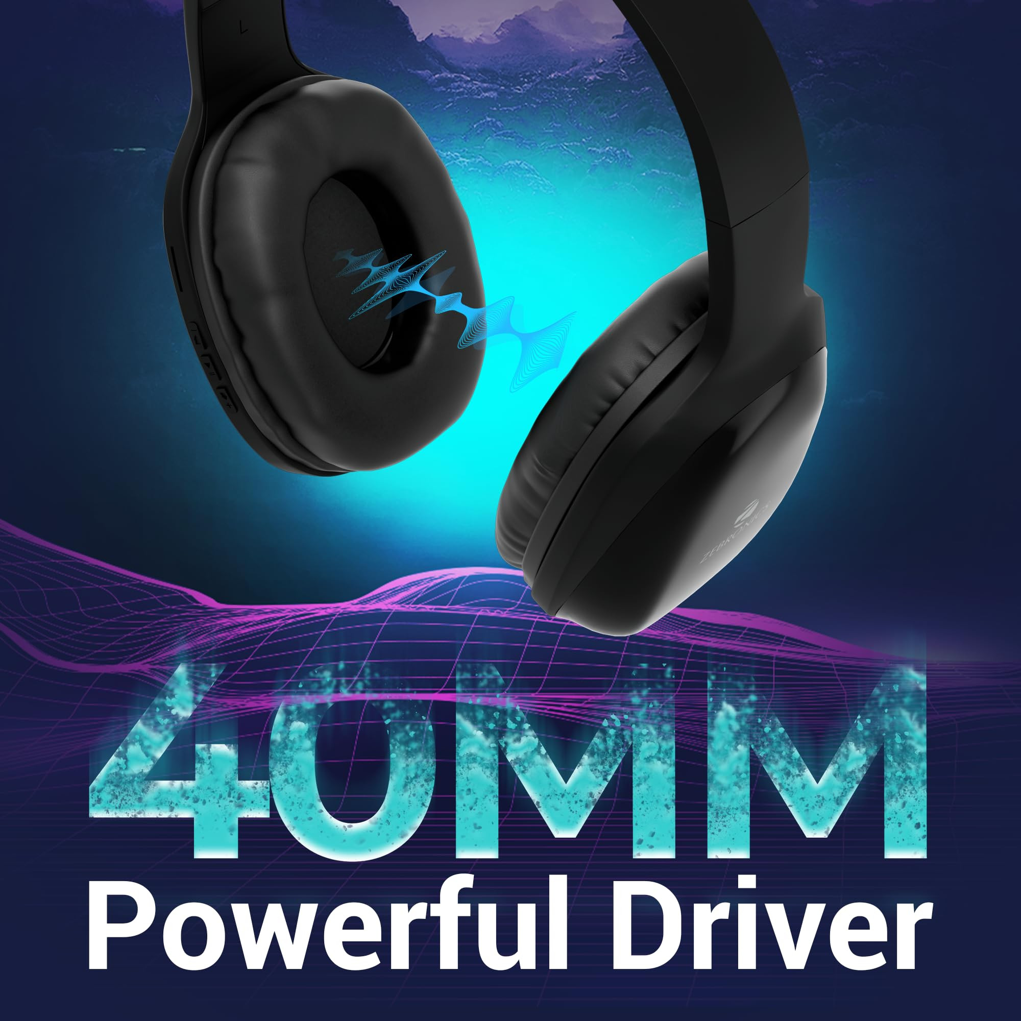 ZEBRONICS Zeb-Thunder PRO On-Ear Wireless Headphone Up to 60 Hours Playback Wired Mode USB-C Type ChargingBlack